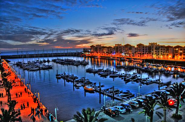 Blooming evening in Marina d’Agadir in Agadir, Morocco